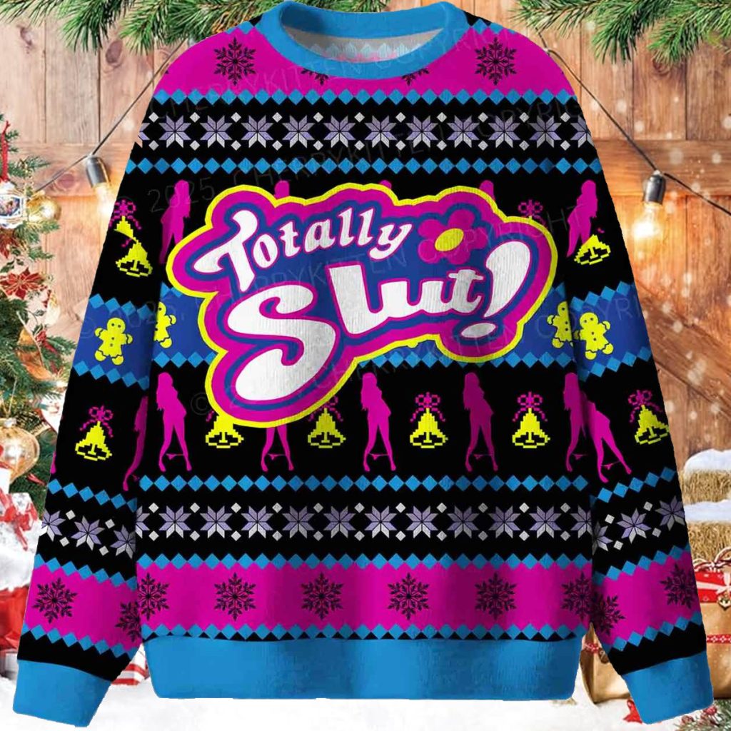 Blue Totally Slut Ugly Christmas Sweater