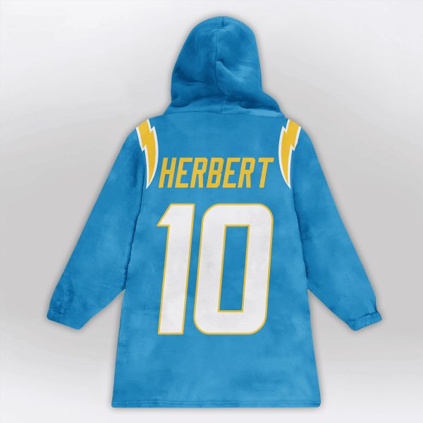 Bolt Up Herbert 10 Los Angeles Football Unisex Blanket Hoodie 2