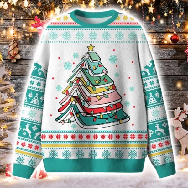 Book Tree Christmas Book Ugly Christmas Sweater