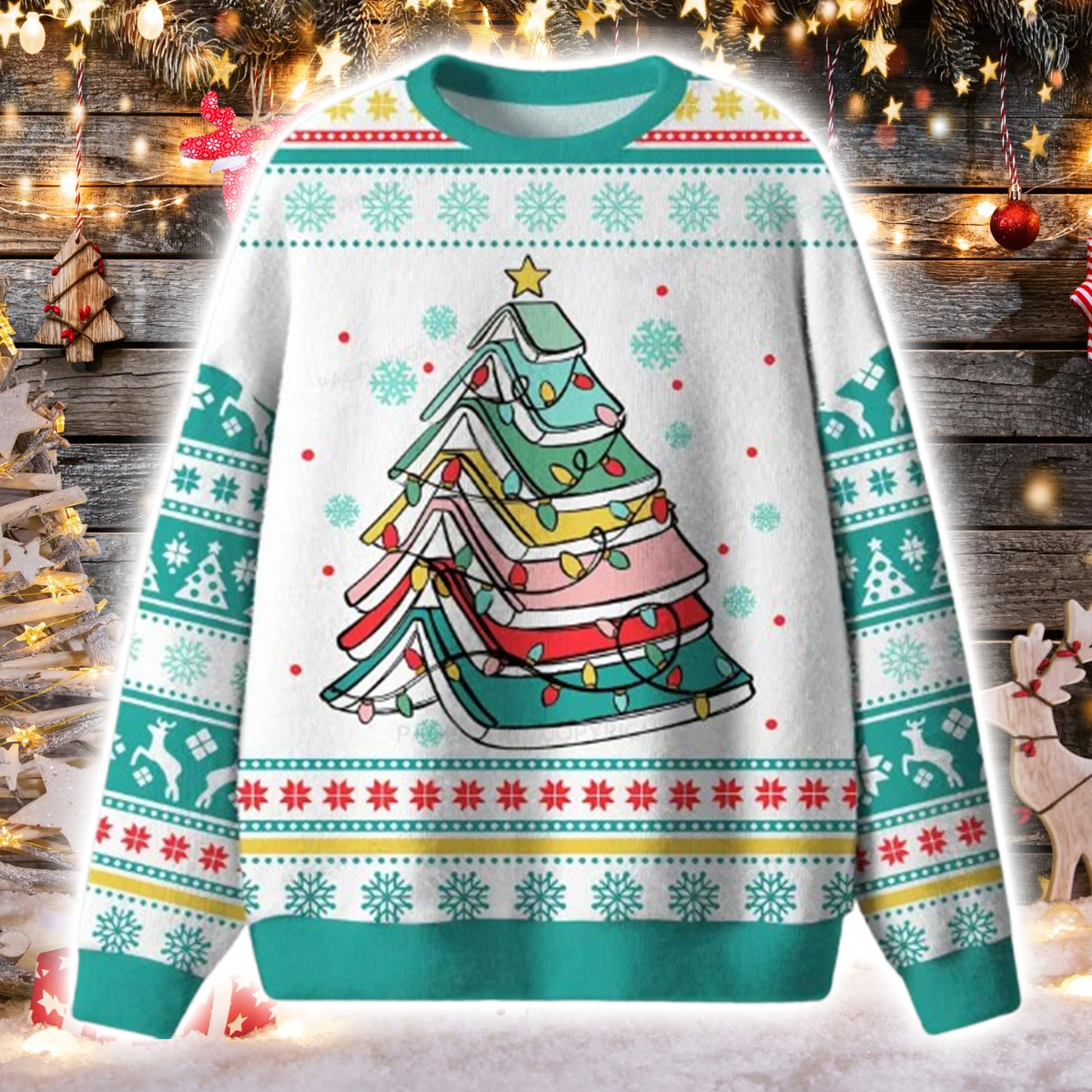 Book Tree Christmas Book Ugly Christmas Sweater