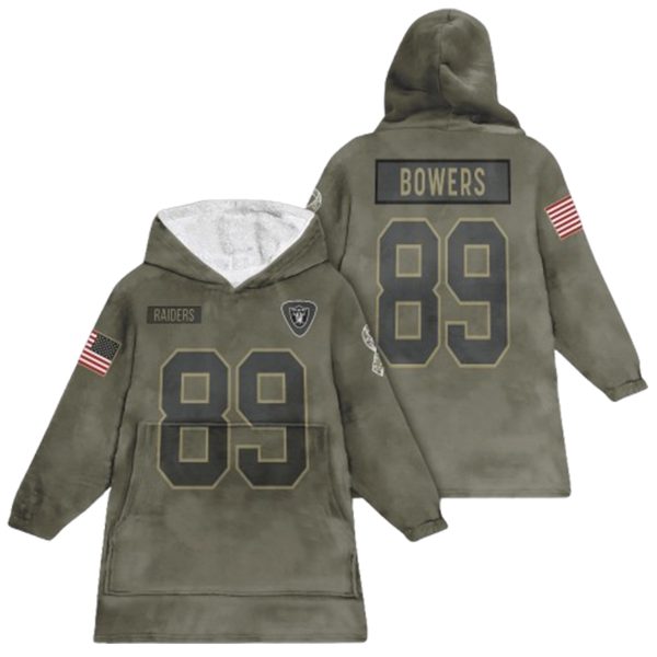 Bowers 89 Raiders Football Blanket Hoodie 1