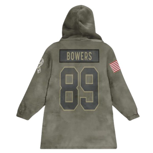 Bowers 89 Raiders Football Blanket Hoodie 2