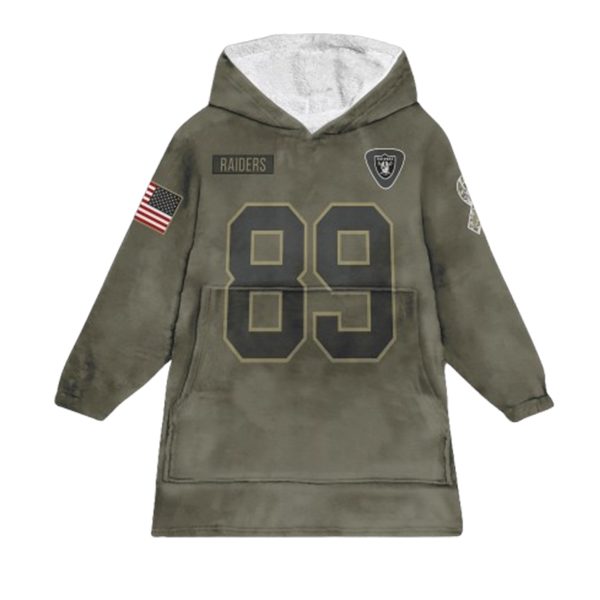 Bowers 89 Raiders Football Blanket Hoodie