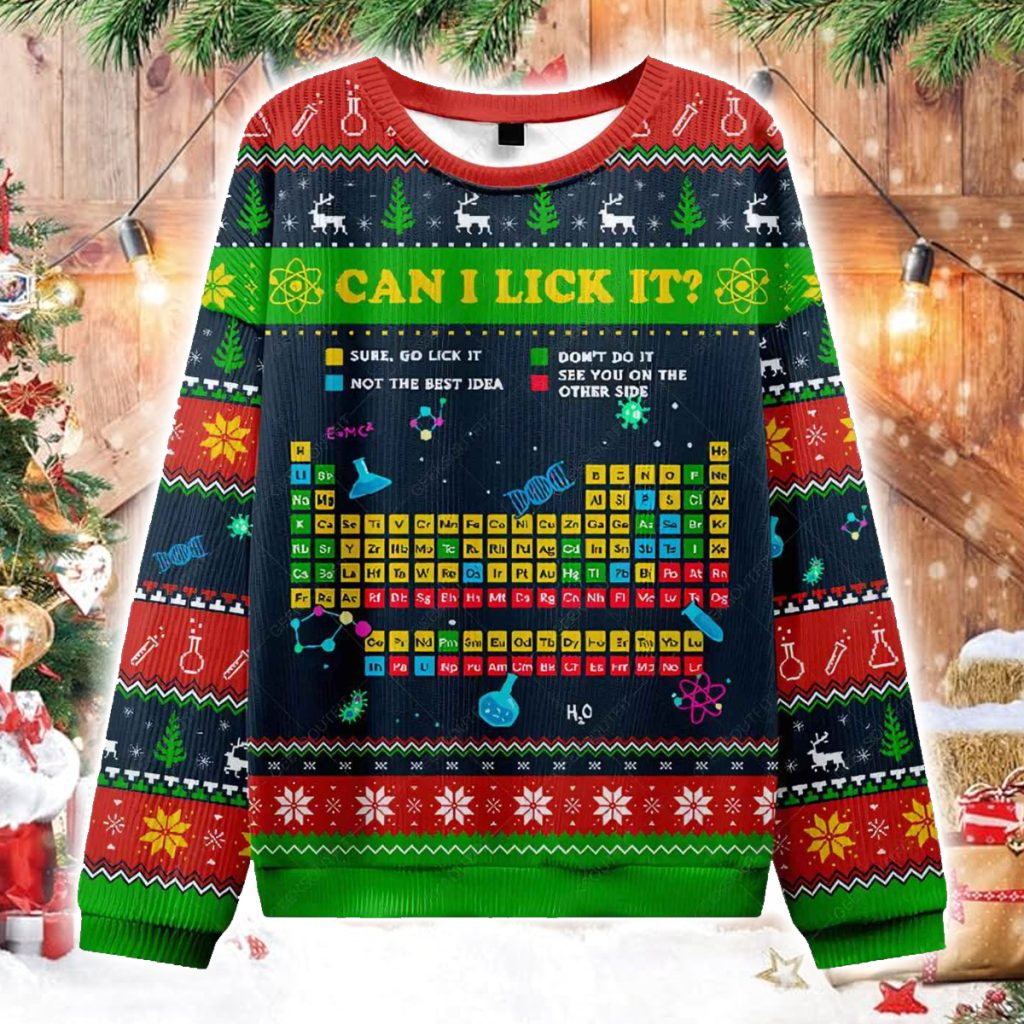 Can I Lick It Periodic Table Ugly Christmas Sweater