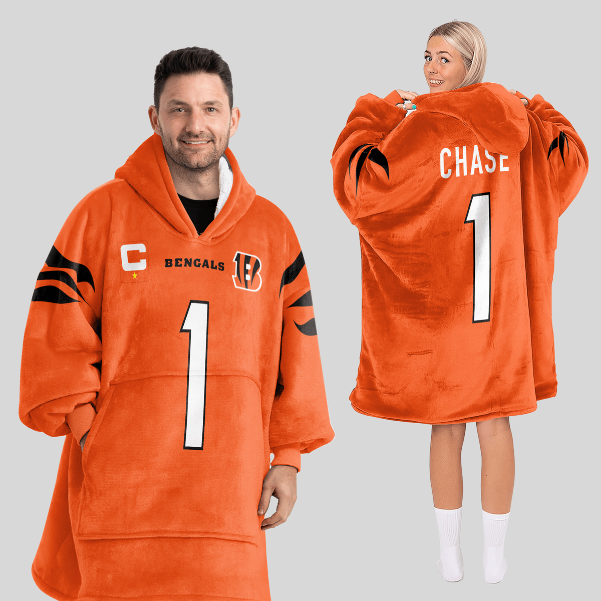 Chase 1 Bengals Football Unisex Blanket Hoodie