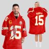 Chiefs Football Mahomes 15 Unisex Blanket Hoodie 1