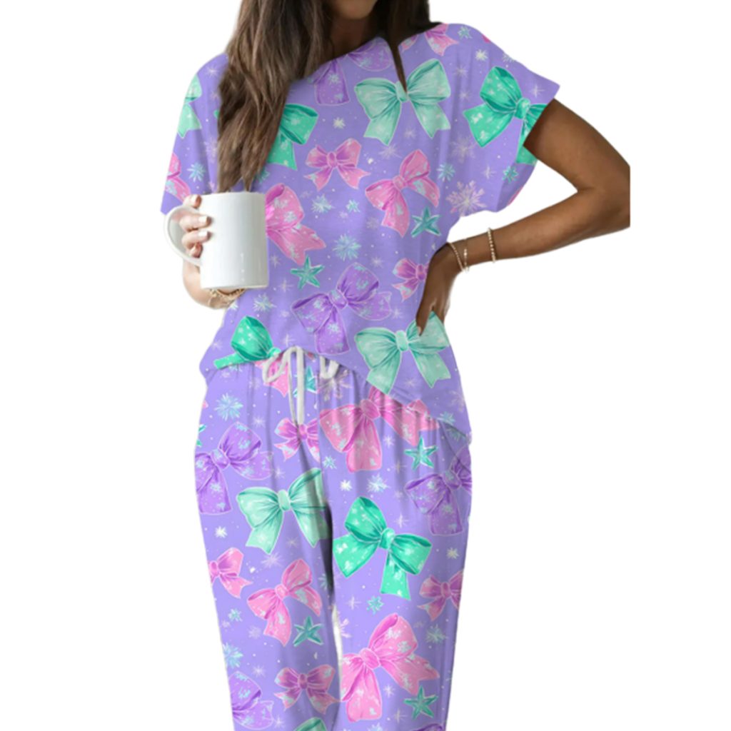 Christmas Bows Casual Pajama Set Christmas Bows Casual Pajama Set