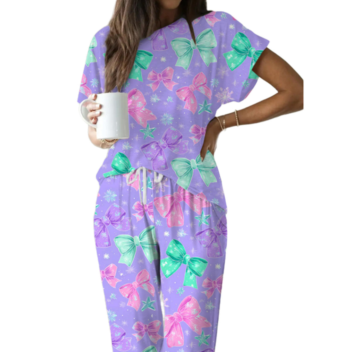 Christmas Bows Casual Pajama Set