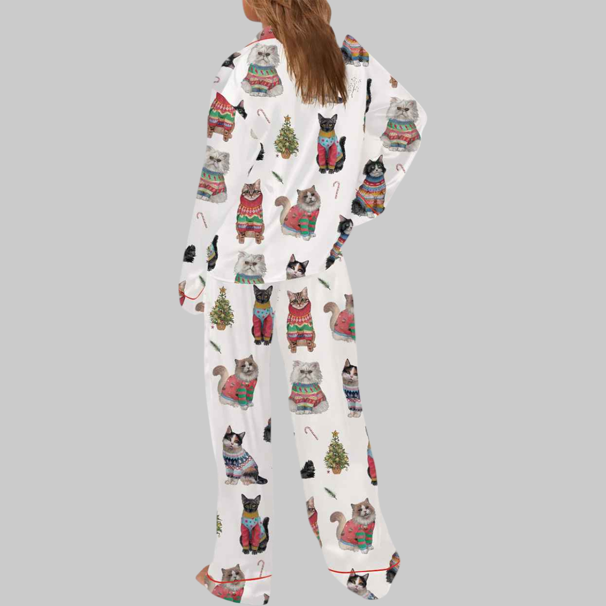 Christmas Cats Silky Satin Pajama Set