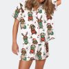 Christmas Holiday Dachshund Silky Satin Pajama Set 1