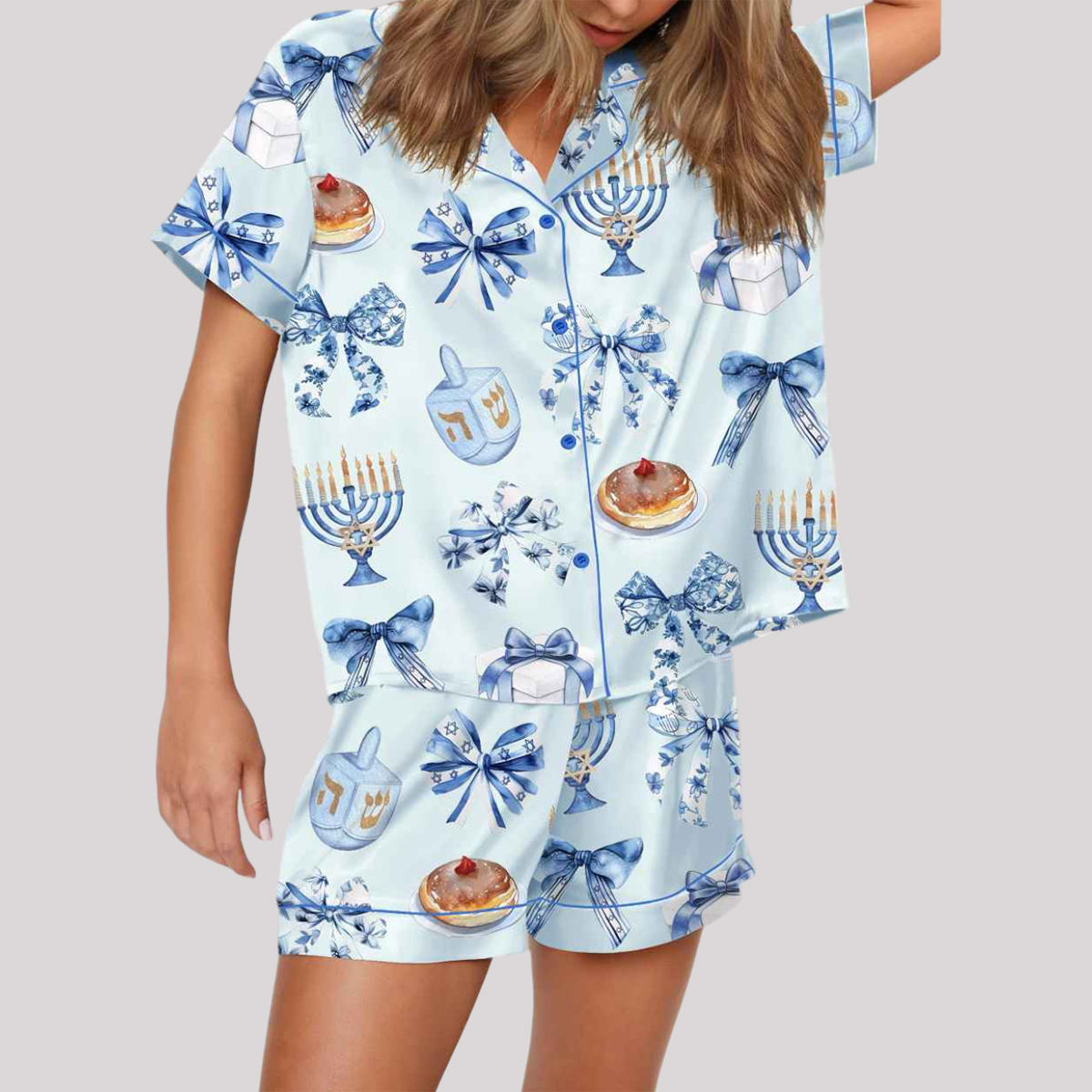 Coquette Hanukkah Silky Satin Pajama Set 1