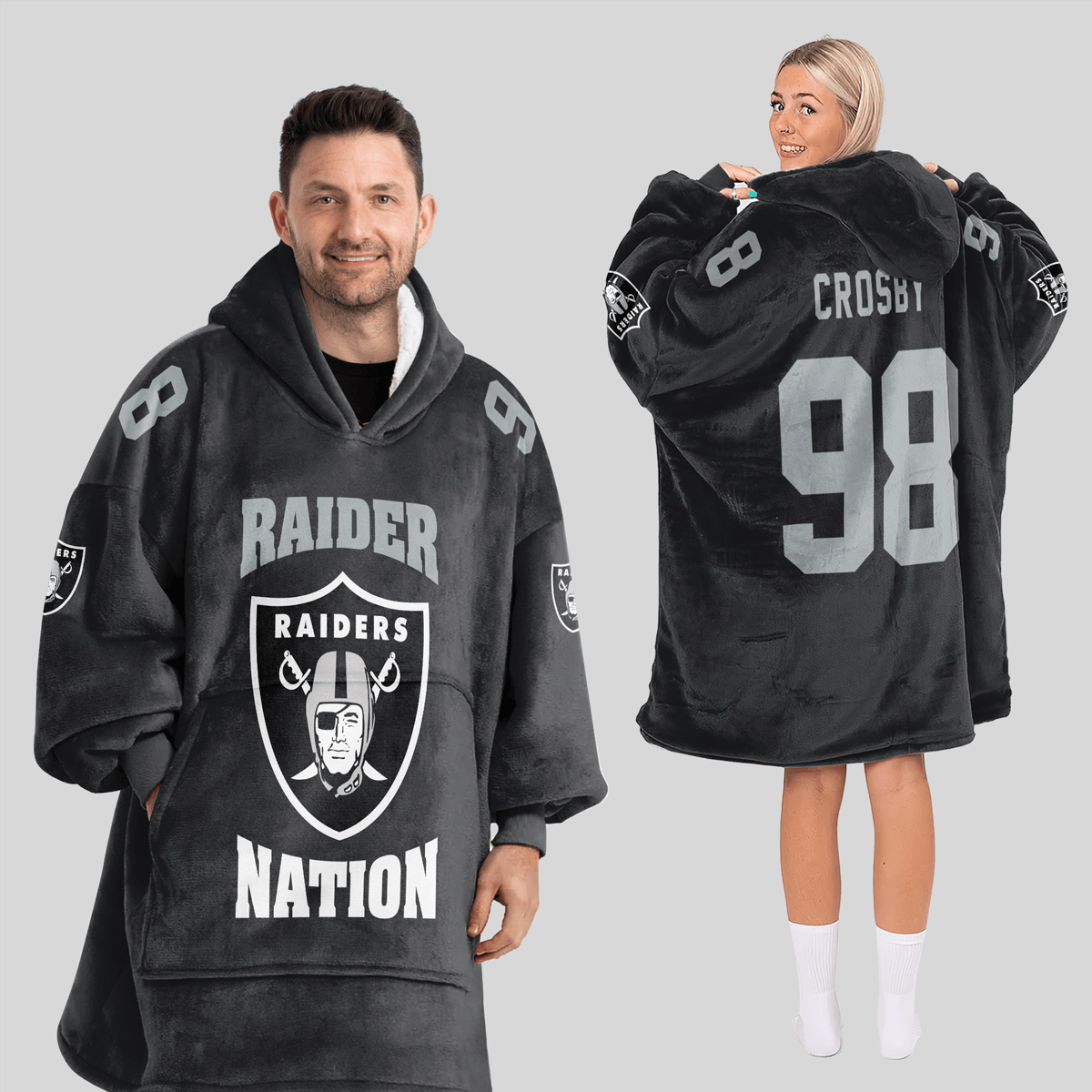 Crosby 98 Raiders Football Unisex Blanket Hoodie 1