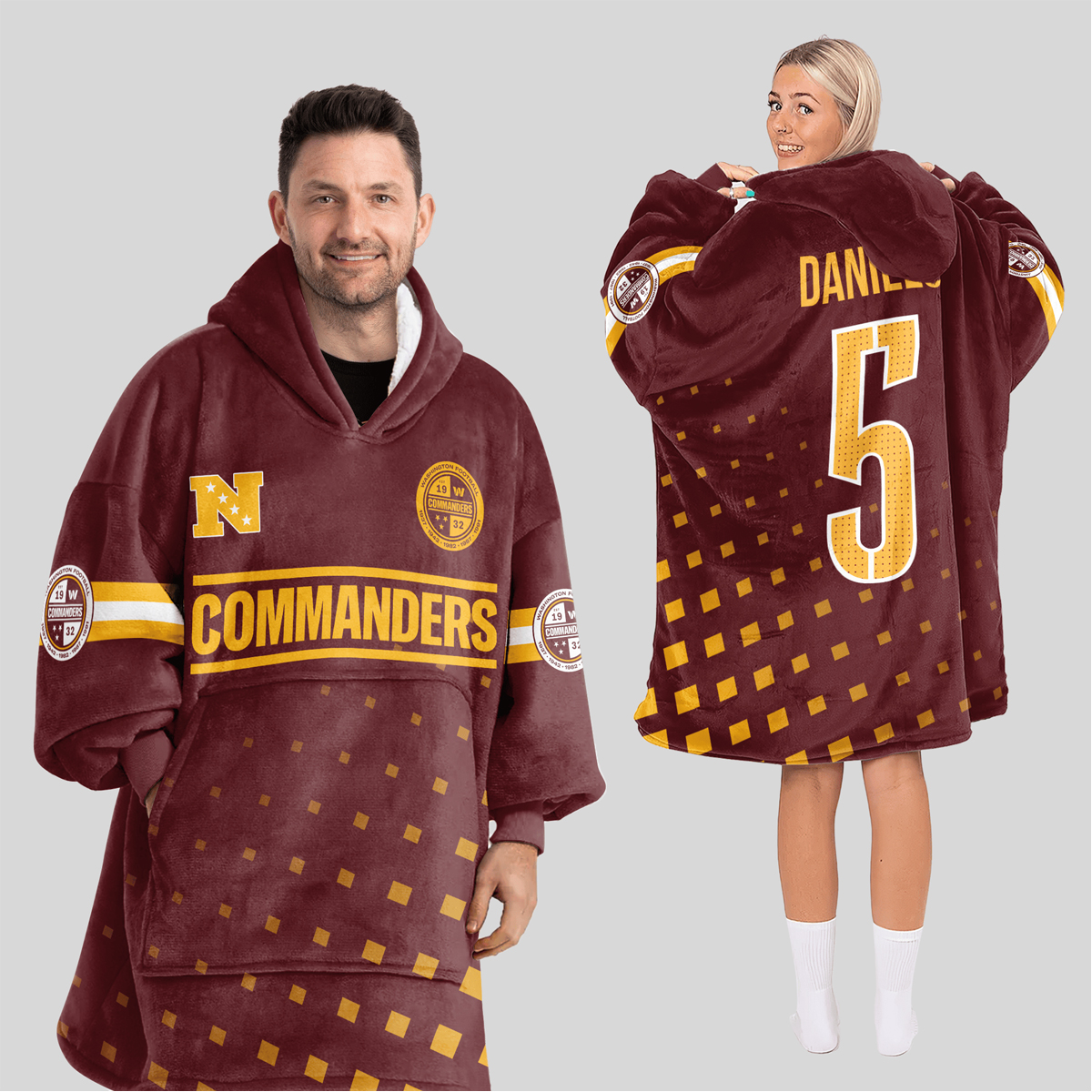 Daniels 5 Commanders Football x Football Unisex Blanket Hoodie