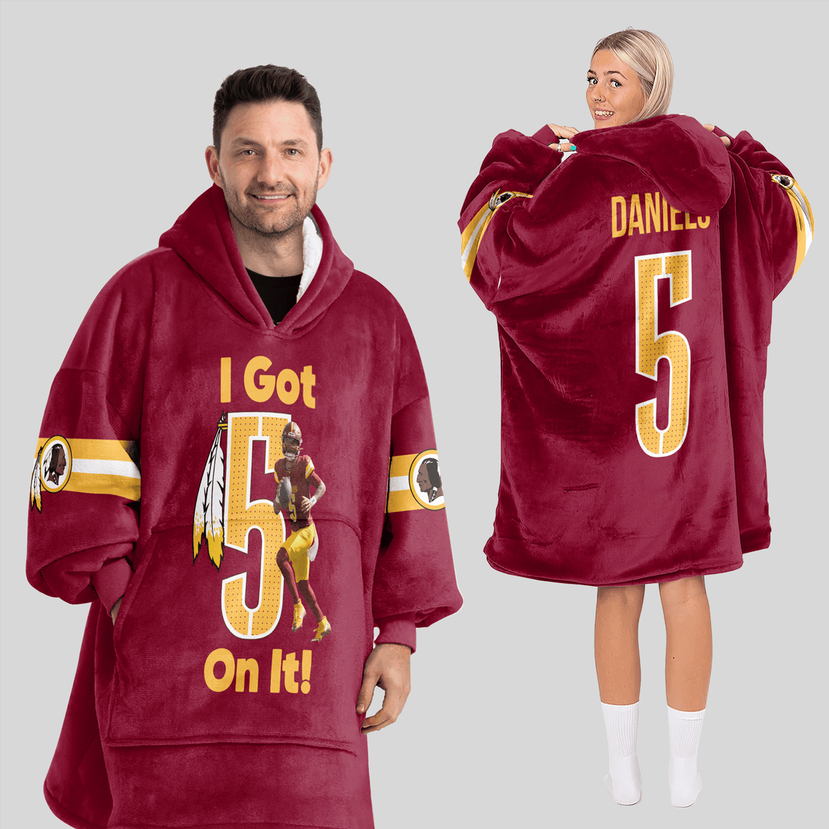 Daniels 5 Washington Football Unisex Blanket Hoodie