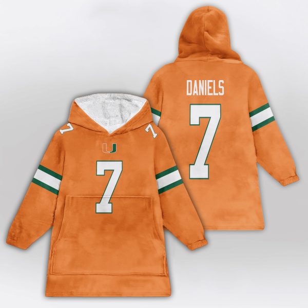 Daniels 7 Hurricanes football Unisex Blanket Hoodie 1