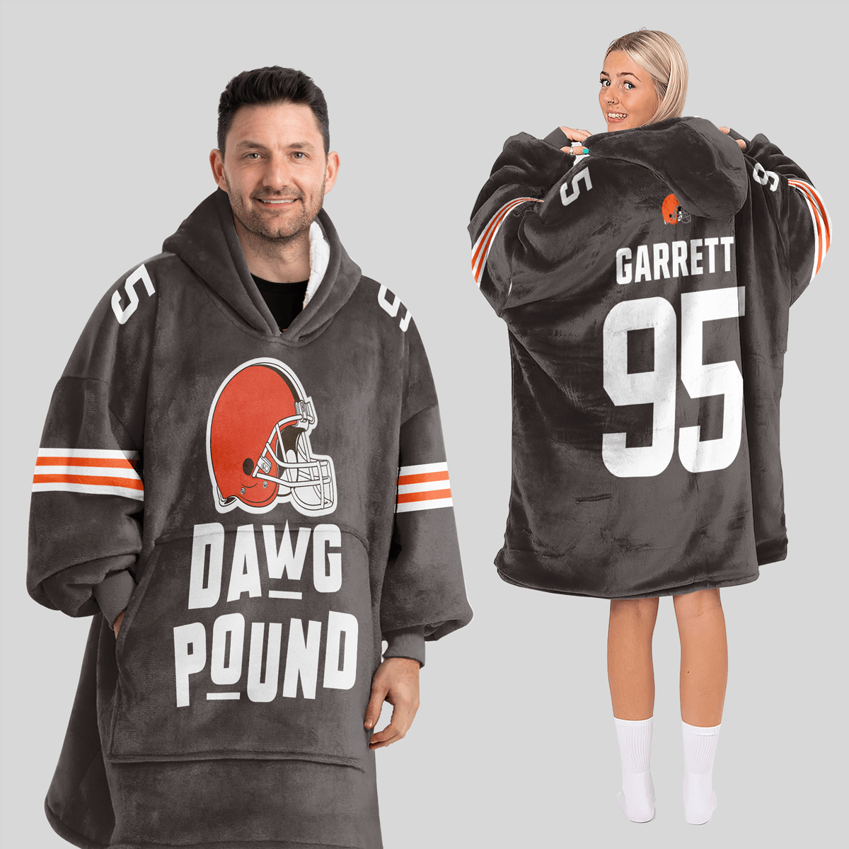 Dawg Pound Garrett 95 Browns Football Unisex Blanket Hoodie 1