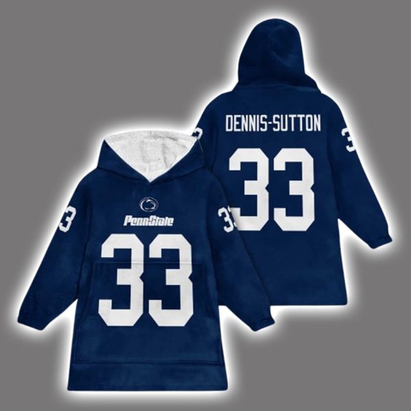 Dennis Sutton 33 Penn State Football Unisex Blanket Hoodie