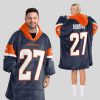 Dobbins 27 Broncos Football Unisex Blanket Hoodie 1
