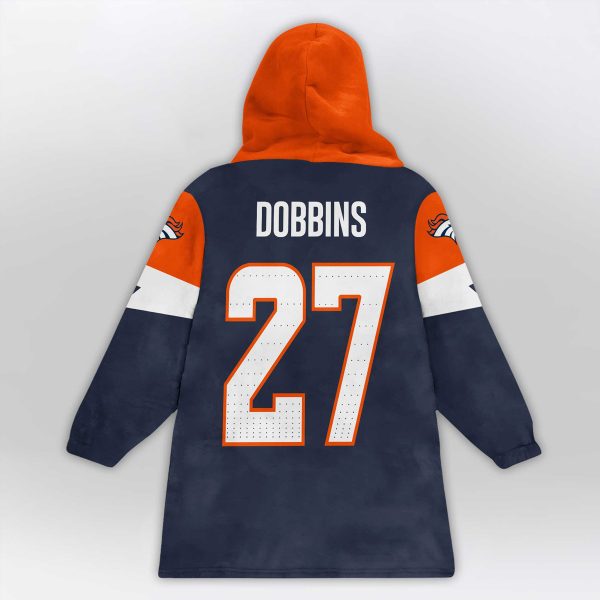 Dobbins 27 Broncos Football Unisex Blanket Hoodie 2
