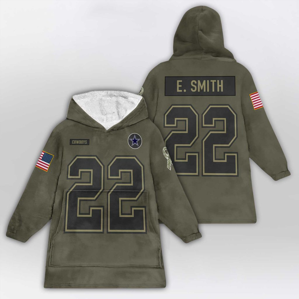 ESmith 22 Dallas Football Blanket Hoodie 1