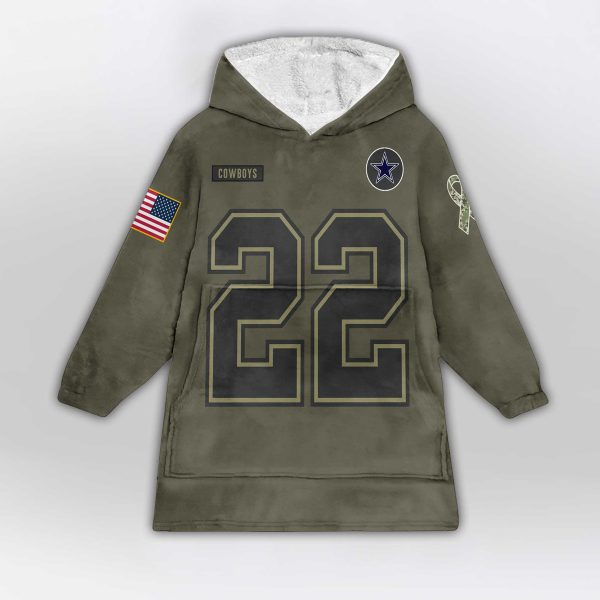 ESmith 22 Dallas Football Blanket Hoodie 2