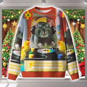 DJ Rat Duck Ugly Christmas Sweater