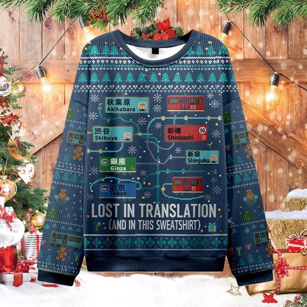 Exploring Tokyo Trains Lost in Translation Christmas Ugly Sweater