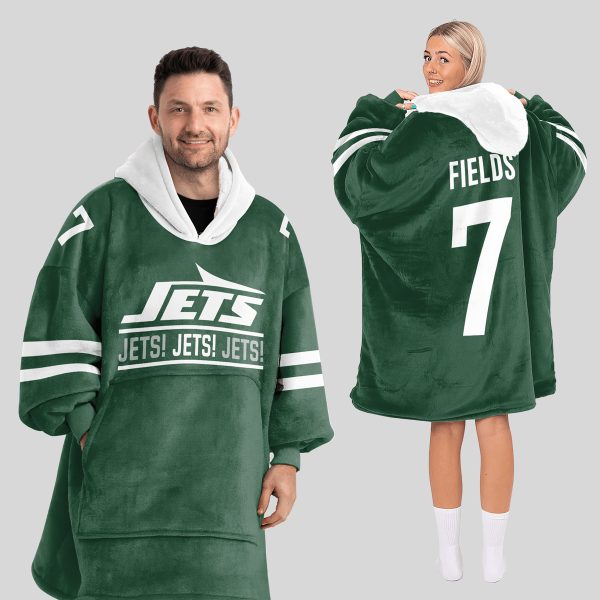 Fields 7 Jets Football Unisex Blanket Hoodie 1