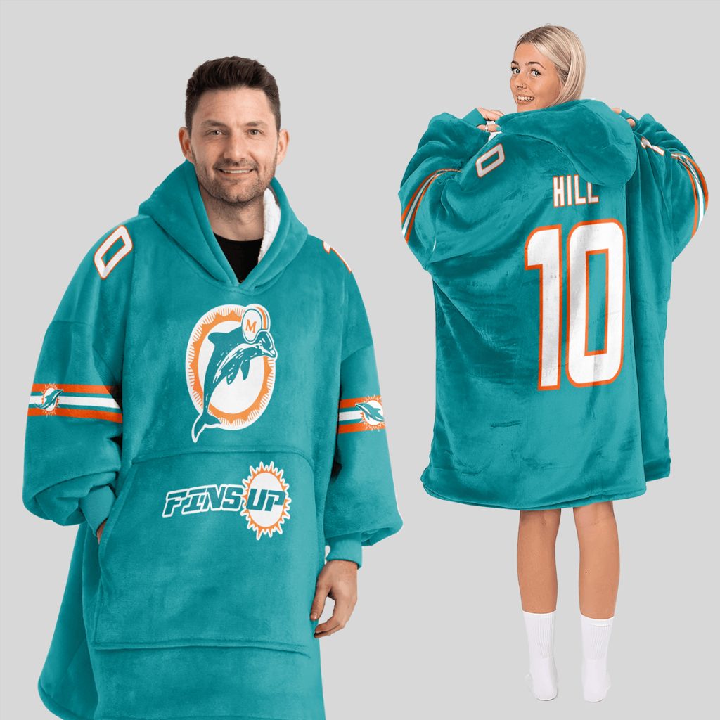 Fins Up 10 Dolphins Football Unisex Blanket Hoodie 1 Fins Up 10 Dolphins Football Unisex Blanket Hoodie 1