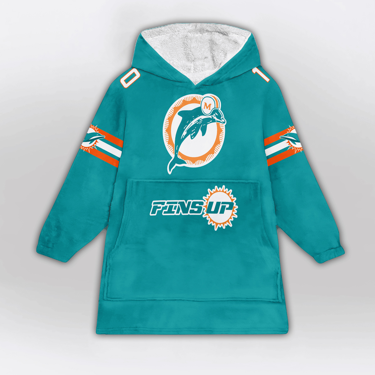 Fins Up 10 Dolphins Football Unisex Blanket Hoodie