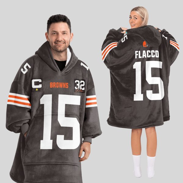 Flacco 15 Browns Football Unisex Blanket Hoodie