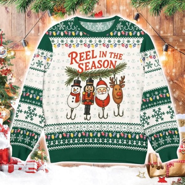 Funny Fishing Reel in The Season Ugly Christmas Sweater 2