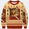 Funny Smoking Cat Meme Ugly Christmas Sweater