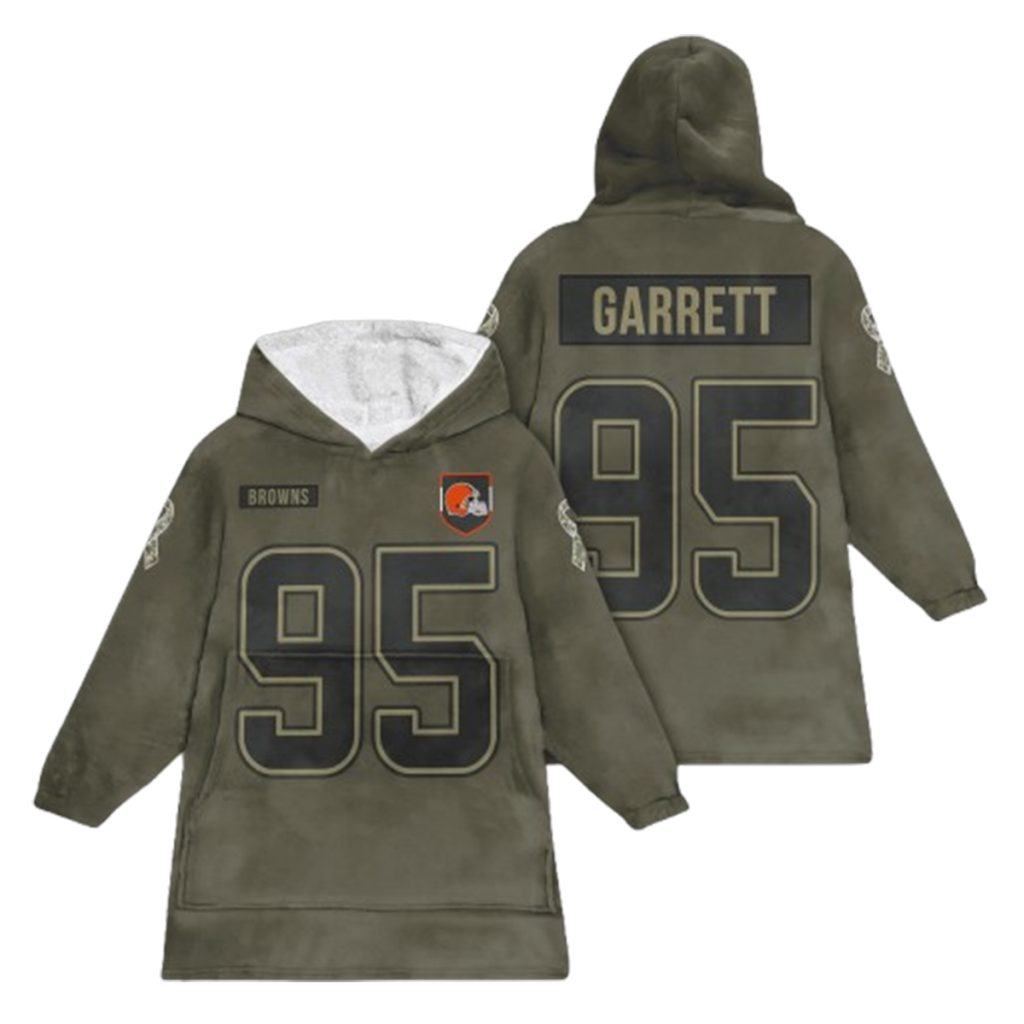 Garrett 95 Cleveland Football Blanket Hoodie 1