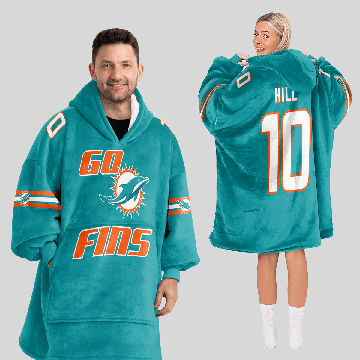 Go Fins TH 10 Dolphins Football Unisex Blanket Hoodie 1
