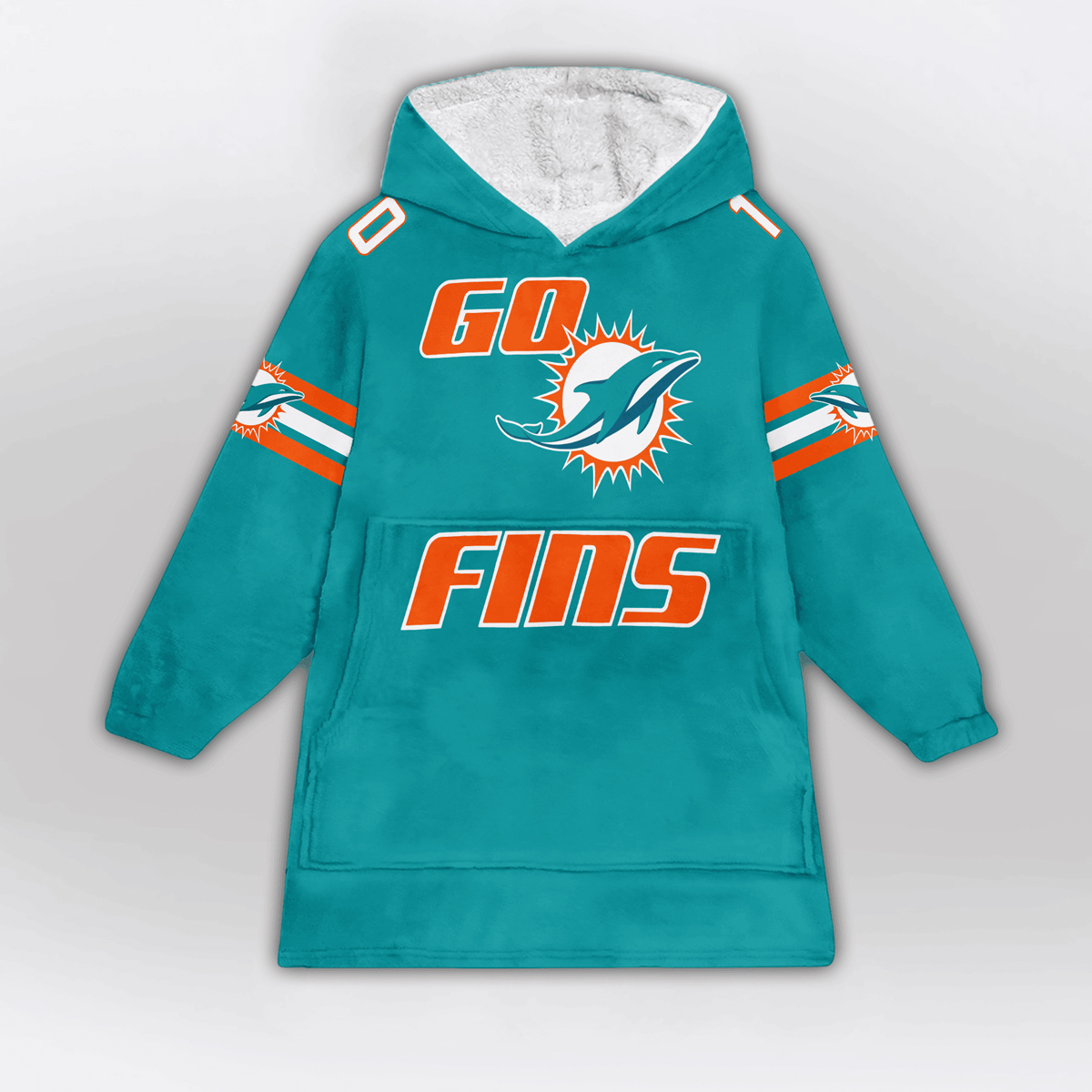 Go Fins TH 10 Dolphins Football Unisex Blanket Hoodie