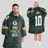 Go Pack Go 10 Green Bay Football Unisex Blanket Hoodie 1