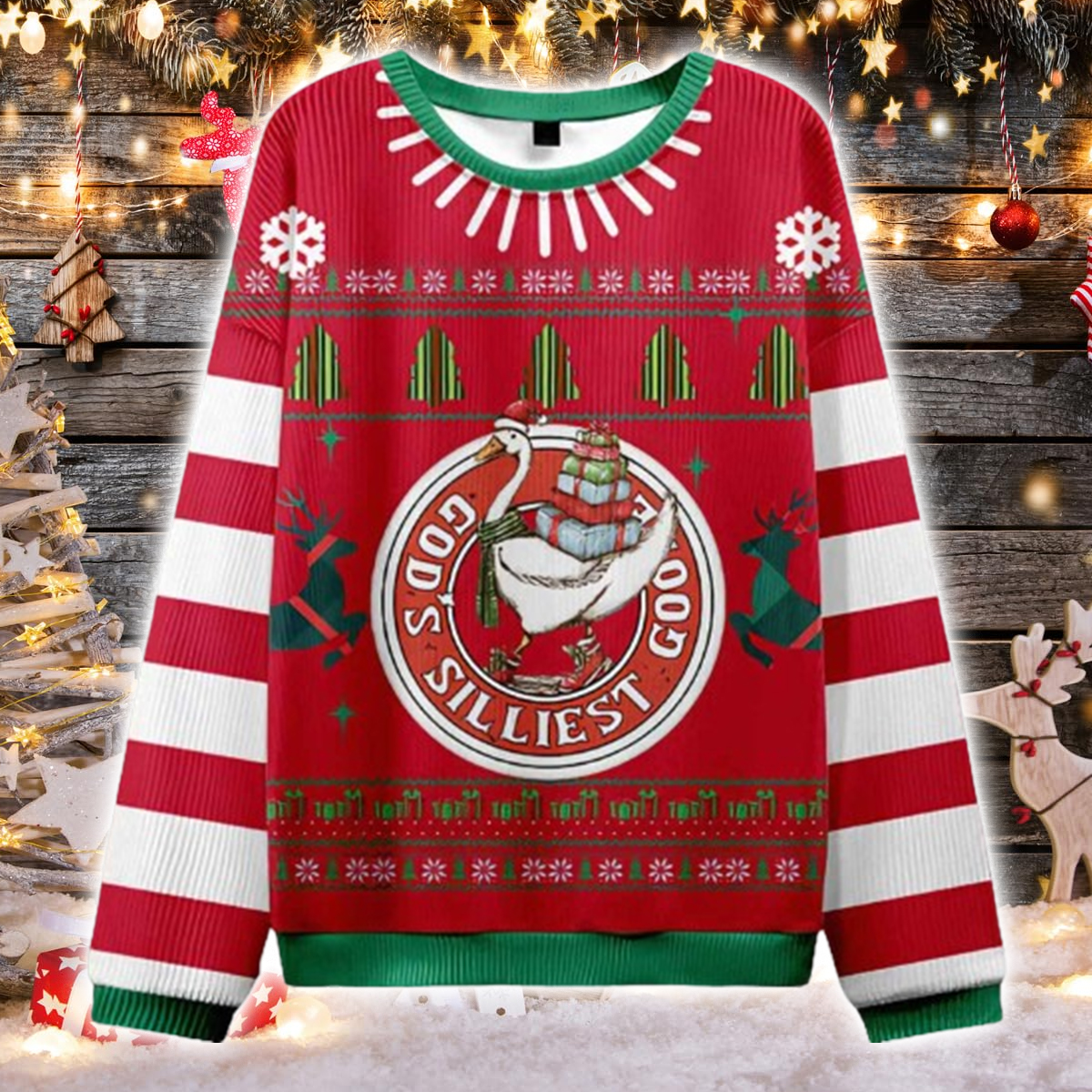 Gods Silliest Goose Christian Ugly Christmas Sweater