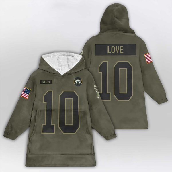 Green Bay 10 Football Blanket Hoodie 1
