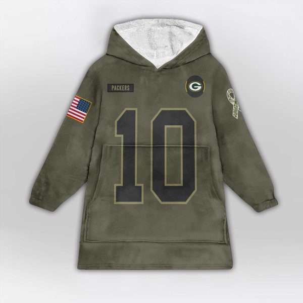 Green Bay 10 Football Blanket Hoodie 2