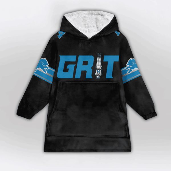 Grit ST Brown 14 Lions Football Unisex Blanket Hoodie