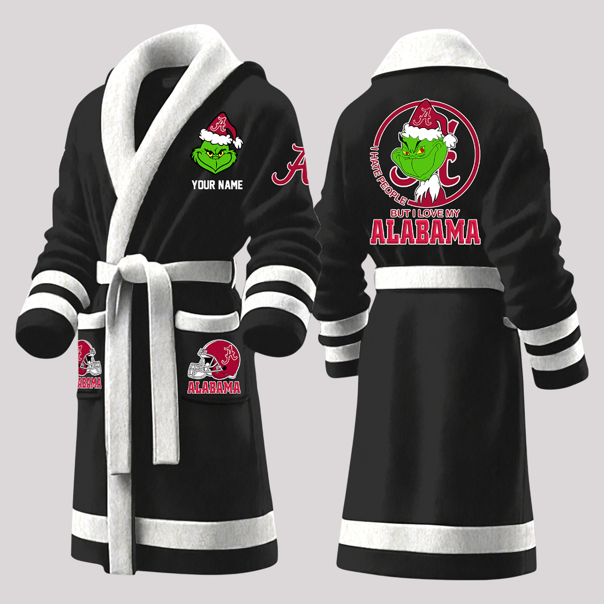 Grnch But I Love My Alabama Christmas Fleece Bathrobe