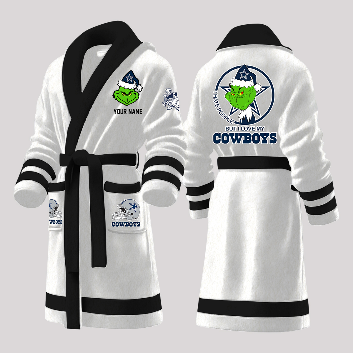 Grnch But I Love My Cowboys Christmas Fleece Bathrobe