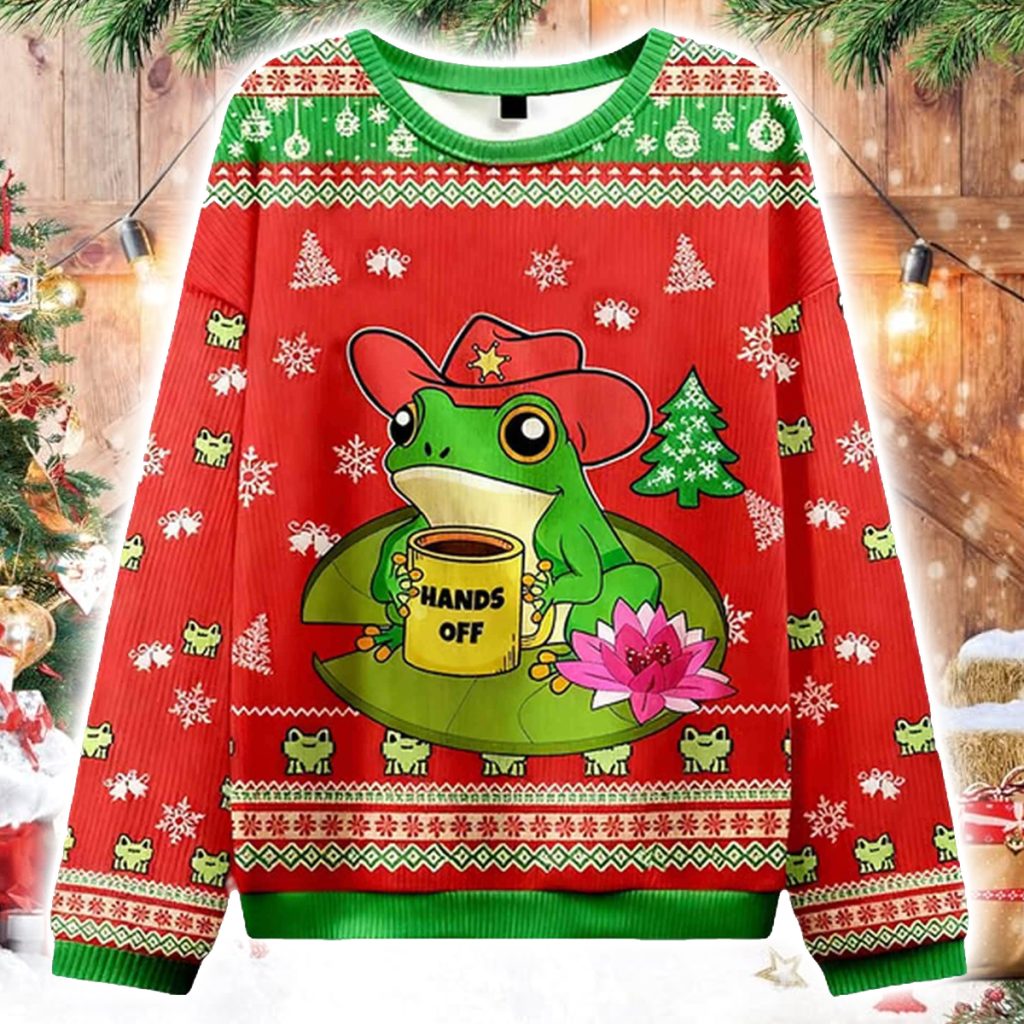 Hands Off Frog Christmas Ugly Sweater