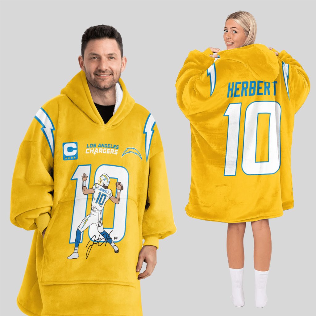 Herbert 10 Chargers Football Unisex Blanket Hoodie 1