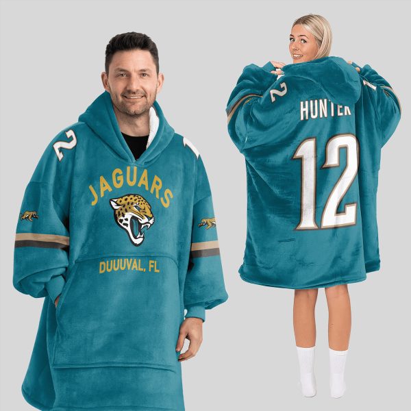 Hunter 12 Jaguars Football Unisex Blanket Hoodie 1