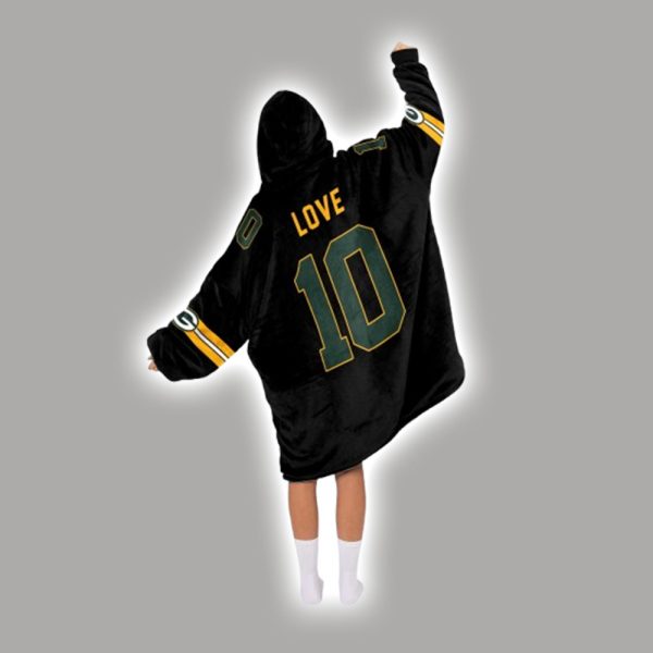 JL 10 Captain Green Bay Football Unisex Blanket Hoodie 1