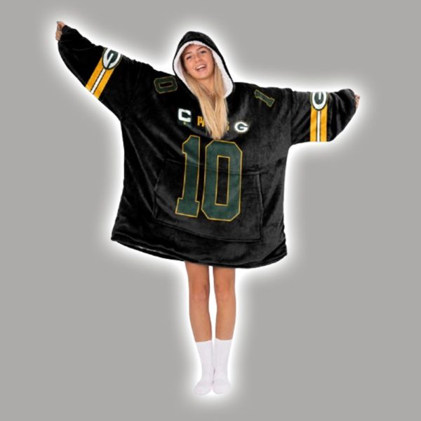 JL 10 Captain Green Bay Football Unisex Blanket Hoodie 2