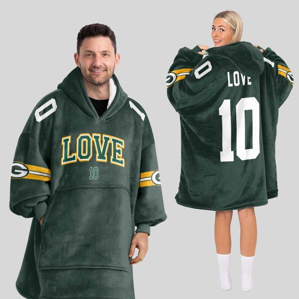 JL 10 Green Bay Football Unisex Blanket Hoodie 1