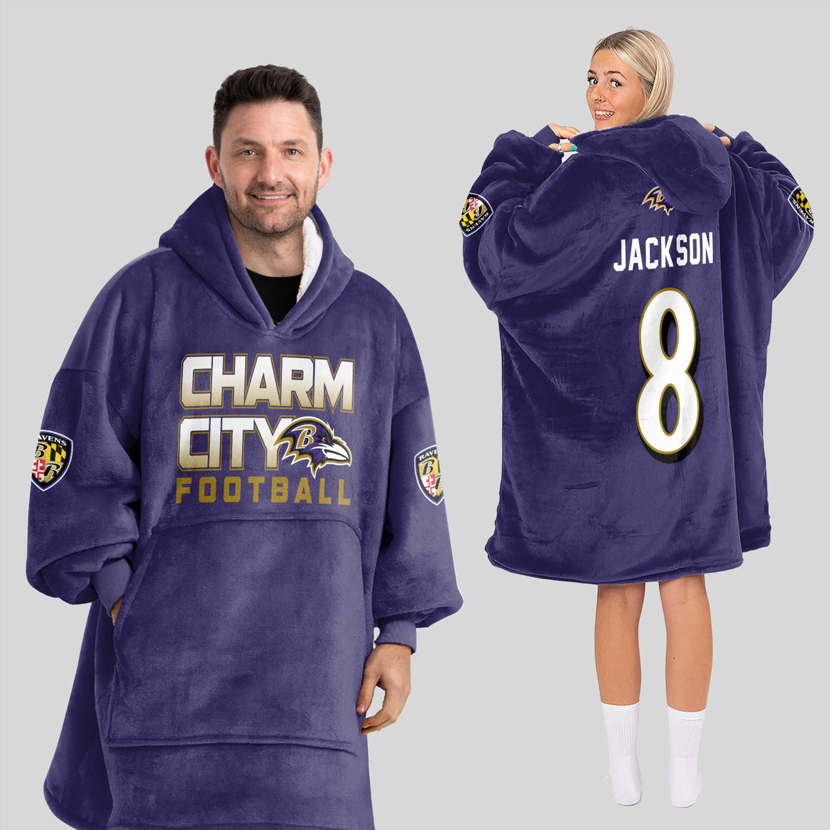 Jackson 8 Baltimore Football Unisex Blanket Hoodie